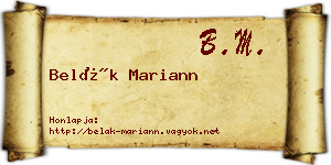 Belák Mariann névjegykártya
